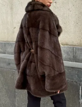 Полушубок норковый женский с воротником куница