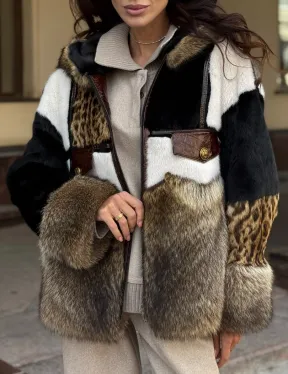 Женская меховая куртка с капюшоном из аукционной норки- черная