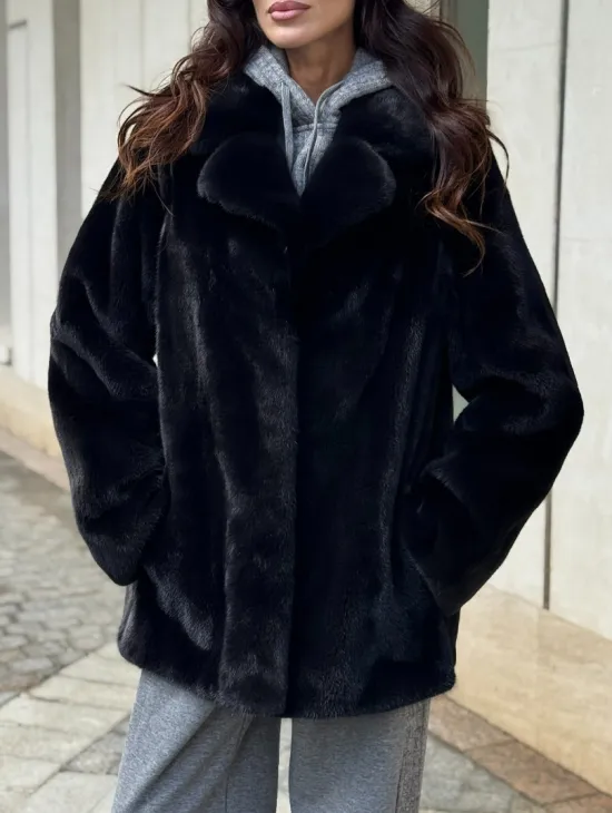 Полушубок женский из норки - черный