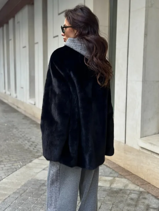 Полушубок женский из норки - черный