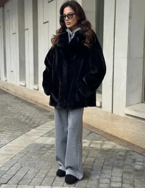 Полушубок женский из норки - черный