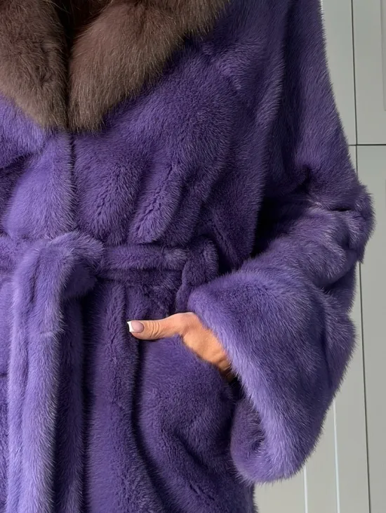 Фиолетовая норковая шуба
