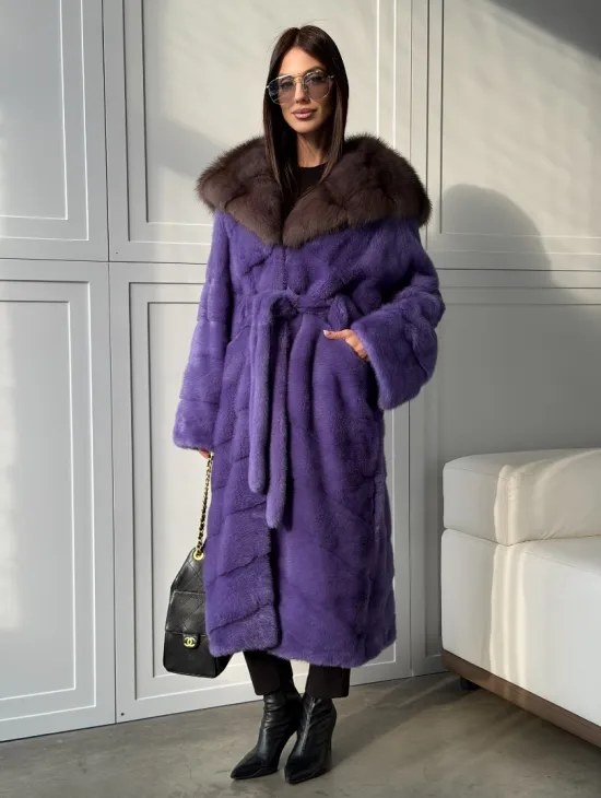 Фиолетовая норковая шуба - фото 14