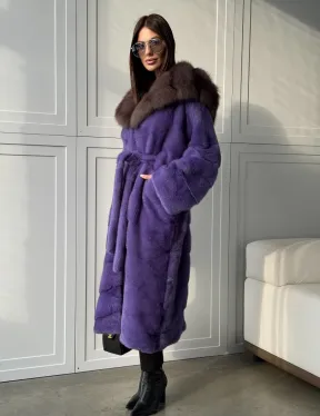 Фиолетовая норковая шуба - фото 17