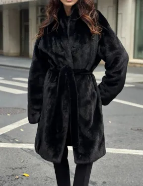 Норковая шуба средняя длина - черная