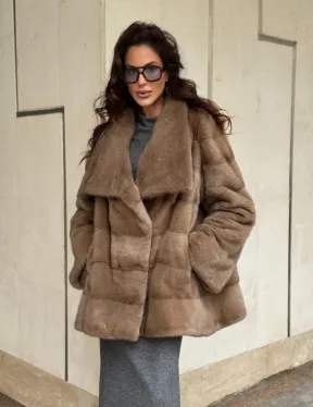 Норковая шуба бежевая