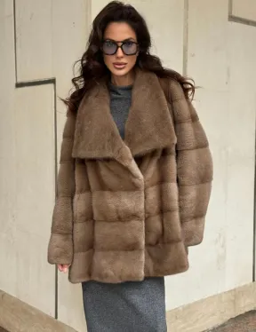 Норковая шуба бежевая