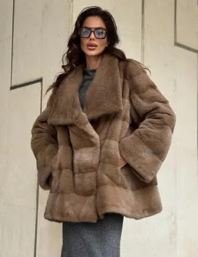 Норковая шуба бежевая