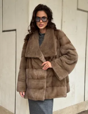 Норковая шуба бежевая