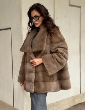 Норковая шуба бежевая