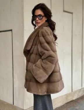 Норковая шуба бежевая