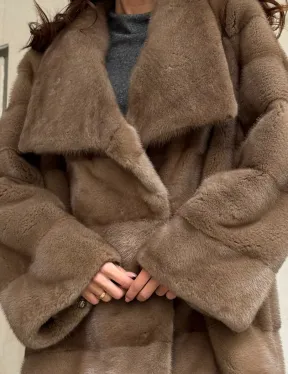 Норковая шуба бежевая