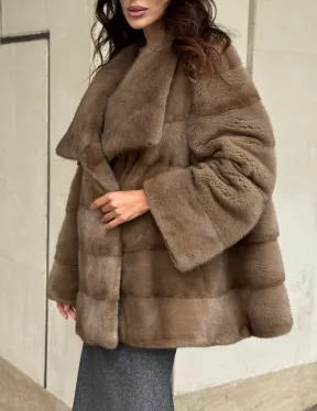 Норковая шуба бежевая