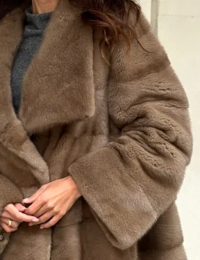 Норковая шуба бежевая