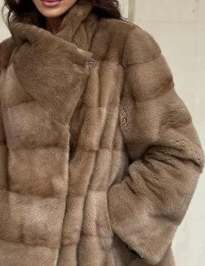 Норковая шуба бежевая