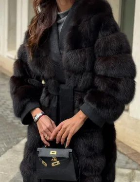 Пальто из куницы с отделкой кашемира