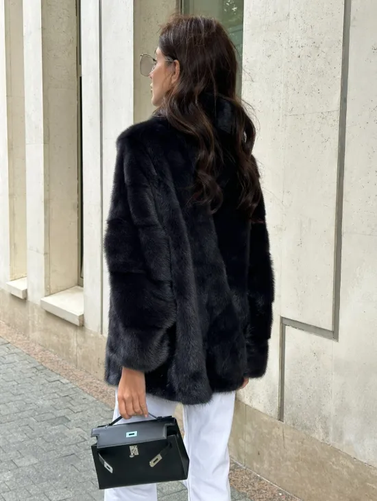 Норковый полушубок - графит