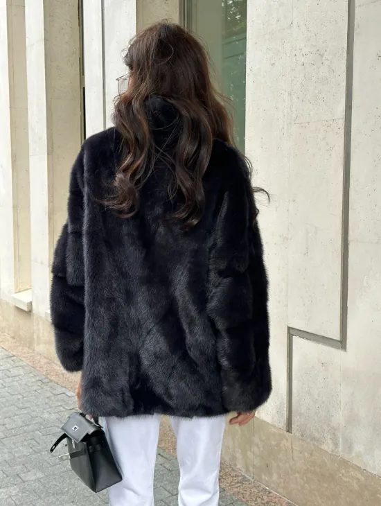 Норковый полушубок - графит