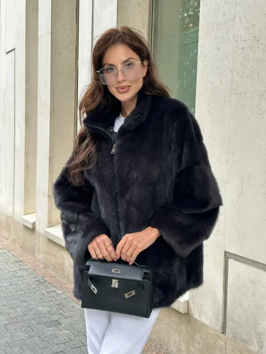 Норковый полушубок - графит