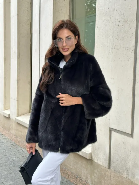 Норковый полушубок - графит