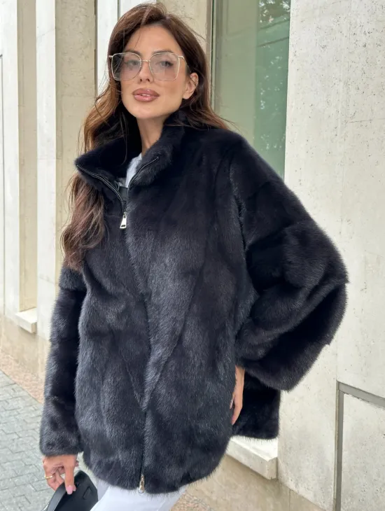 Норковый полушубок - графит