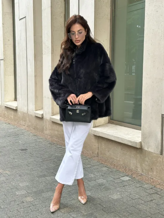 Норковый полушубок - графит