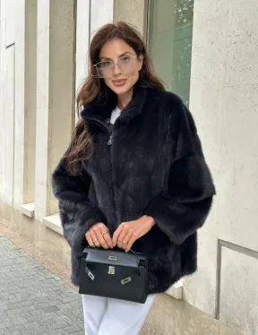 Норковый полушубок - графит