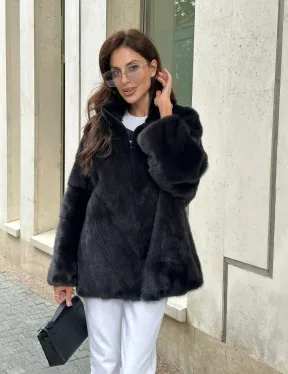 Норковый полушубок - графит