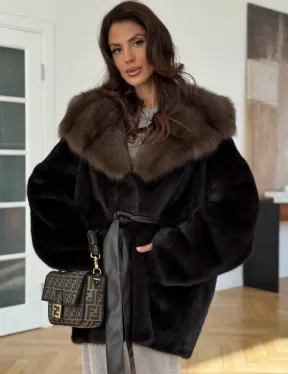 Коричневая норковая шуба