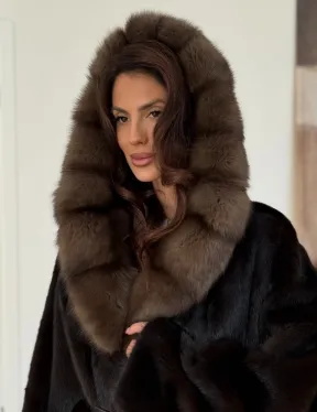 Коричневая норковая шуба