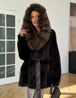 Коричневая норковая шуба