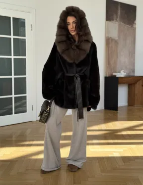 Коричневая норковая шуба