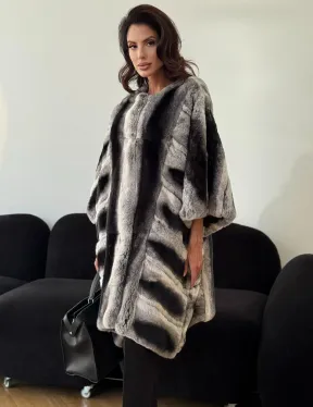Шуба из кролика рекс - серая