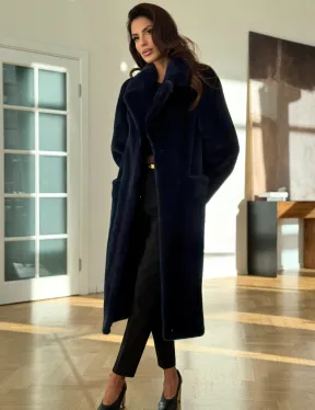 Норковая шуба темно-синего цвета