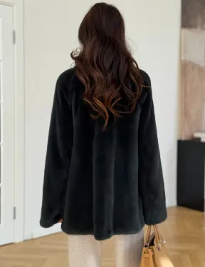 Шуба норковая темно-зеленая