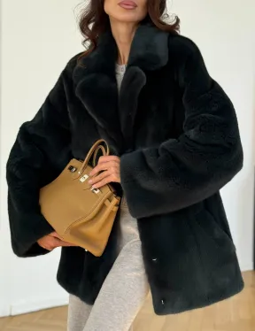 Шуба норковая темно-зеленая