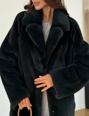 Шуба норковая темно-зеленая