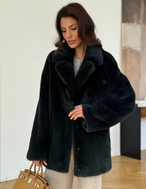 Шуба норковая темно-зеленая