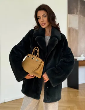 Шуба норковая темно-зеленая