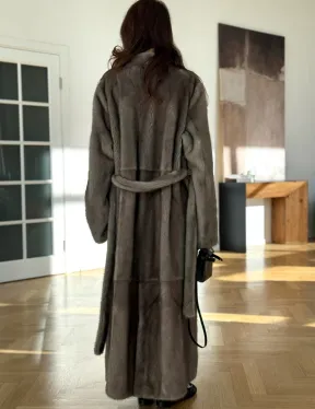 Норковая шуба серая длинная SILVER PREMIUM