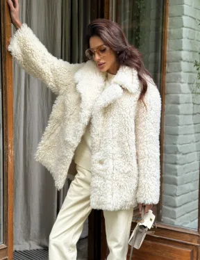 Белая шуба - дубленка двухсторонняя
