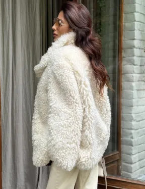 Белая шуба - дубленка двухсторонняя