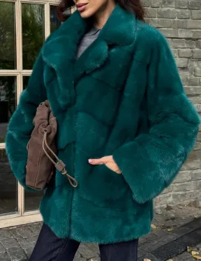 Полушубок норковый - цвет изумруд
