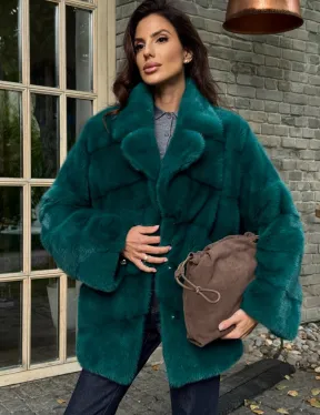 Полушубок норковый - цвет изумруд