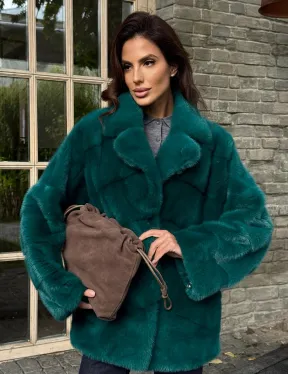 Полушубок норковый - цвет изумруд