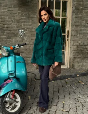 Полушубок норковый - цвет изумруд