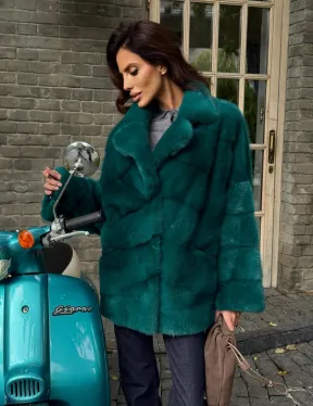 Полушубок норковый - цвет изумруд