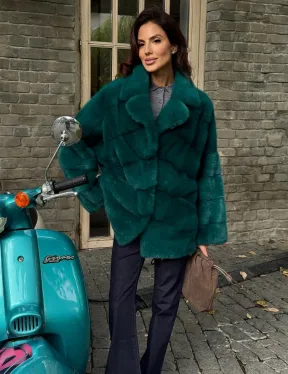 Полушубок норковый - цвет изумруд