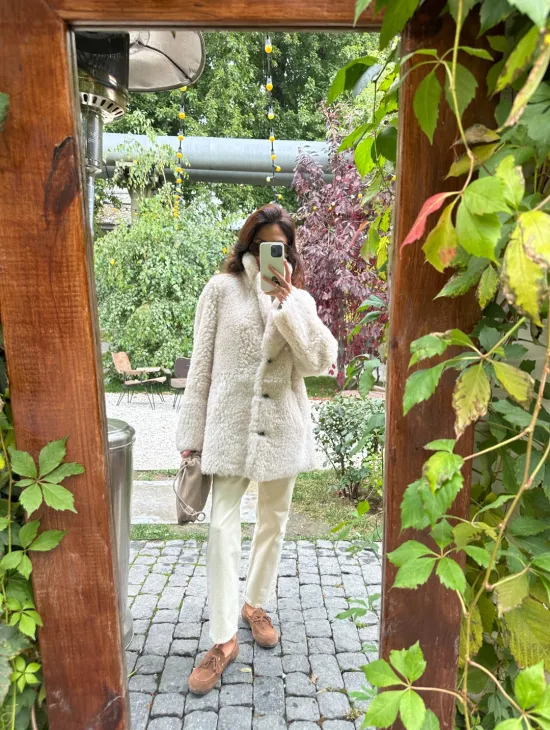 Женская дубленка - мех тиградо