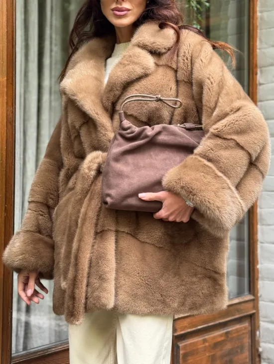 Полушубок норковый (бежевый)